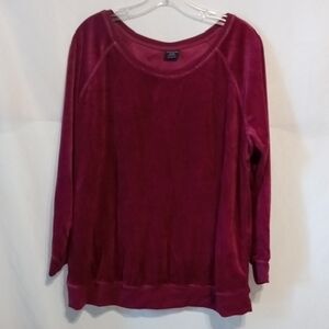 Faded Glory Women's Velour Long Sleeve  Shirt - Deep Red